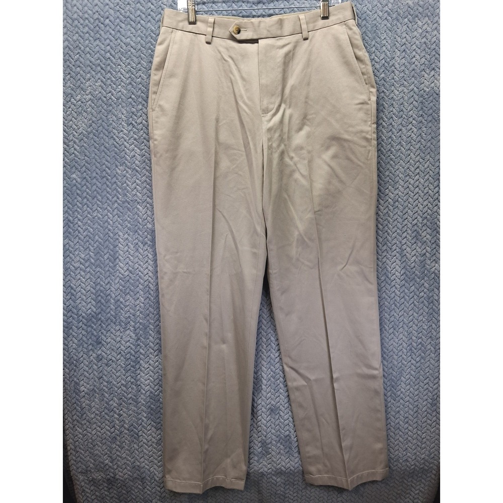 Jos A Bank Travelers Collection Mens 33x32 Khaki Tan Tailored Fit Chino Pants
